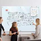 MaxGear Glass Whiteboard Wall Mounted, Frameless Magnetic Dry Erase Board, Tempered Glass, Steel-Backed, Non-Porous Smooth Surface, Floating Design, Accessories Included, for Office Home Classroom