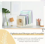 2 Pcs 7 Section Incline File Sorter Metal Wire Mesh File Rack for Desktop Letter Sorter for Magazine Folder Book Organizer Home Office School Paper Mail Desk Storage Holder (Golden)