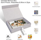 Sprsthai 5x7 Archival Photo Storage Box with Lid – Stackable Memory Keepsake Organizer for Photos, Certificates, Jewelry & Scrapbooking Supplies Grey