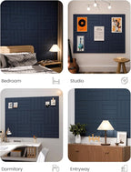 Large Felt Bulletin Board 48" x 36" Cork Board Alternative-12 Pack with 70 Safe Removable Adhesive Tabs, Cork Boards for Walls Cork Board for Home Office Classroom Pin Board-Carbon Blue