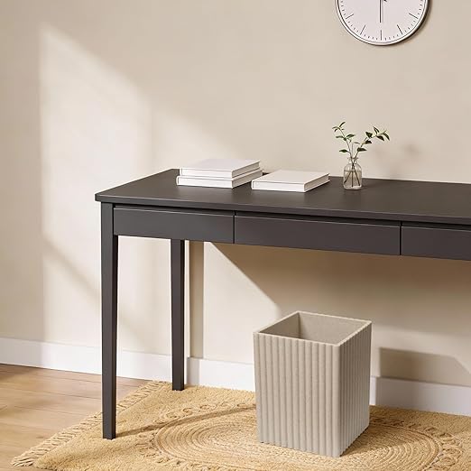 DoveeDosa Black Luxury Stone Bathroom Trash Can, Modern Bathroom Office Trash Can, Resin Wastebasket, Garbage Receptacle Bin for Bathrooms, Offices, Powder Rooms, Kitchens (Square Beige)