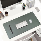 KINGFOM Desk Pad Office Desktop Protecter, PU Leather Desk Mat Blotters Organizer with Comfortable Writing Surface (47.2" x 23.6", Green)