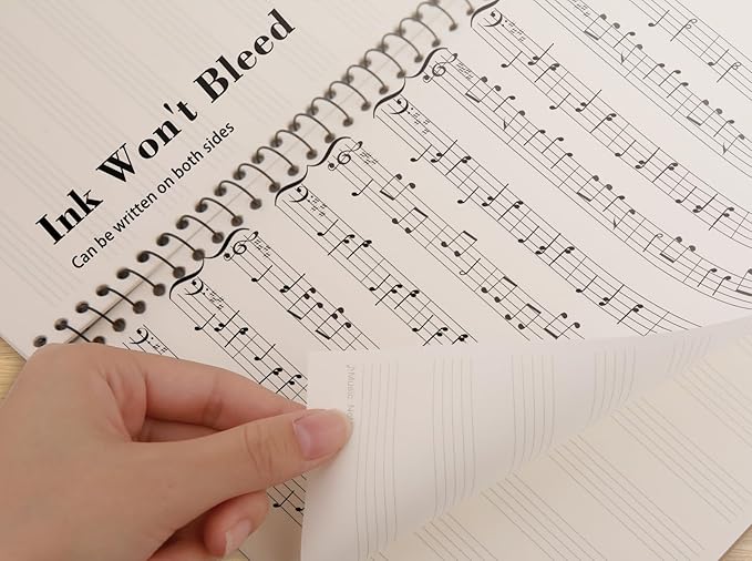 MOREYES Music Notebook Composition Manuscript Staff Notebook with 100 Pages 10.24x7.5 inch/26x19cm, Green