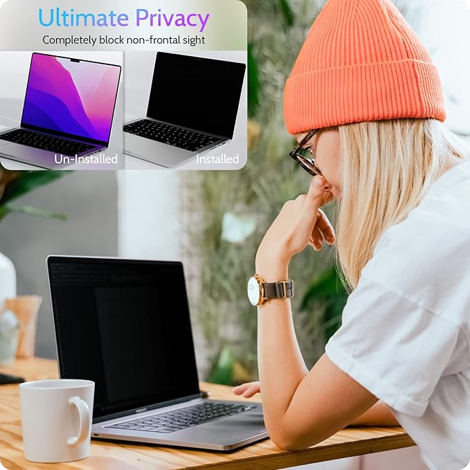 Peslv Magnetic Privacy Screen for MacBook Pro 16 Inch (2021-2025, M1, M2, M3, M4), 16inch Removable Matte Anti Blue Light Glare Private Filter Protector for Mac Pro 16.2" Laptop