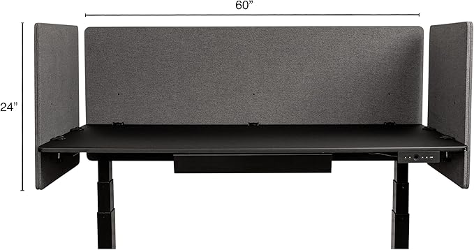 Stand Up Desk Store ReFocus Clamp-on Acoustic Desk Divider Privacy Panel That Reduces Noise and Visual Distractions (Ash Gray, 59" x 23.6, 23.6" x 23.6", & 23.6" x 23.6")