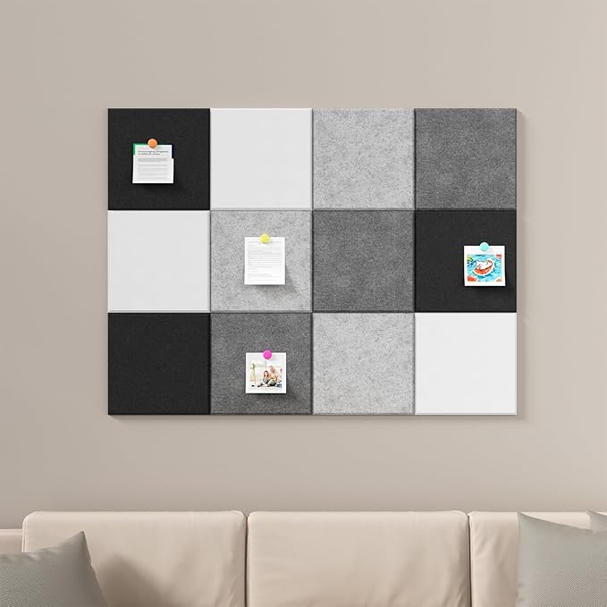 Baysola Large Cork Boards for Walls – 48" x 36" Self Adhesive Felt Wall Tiles, Ideal for Office Wall Organizing Bulletin Board, Easy to Install Cork Boards Felt Board