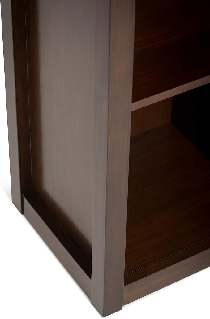 SIMPLIHOME Artisan Bookcase - 43 inch Tall 9-Cube Solid Wood Cube Organizer in Russet Brown, Transitional Storage Bookcase for Living Room, Study Room or Office with Fixed Shelves and Tapered Legs