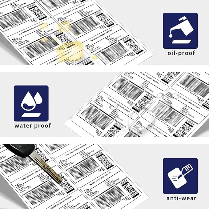 POLYSELLS Self Adhesive 3-1/3" x 4" Address Shipping Labels, 6UP White Sticker FBA Labels, Inkjet/Laser Printer Compatible, 6 Labels/Sheet, 500 Sheets/3000 Labels