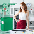 Henoyso 36 Pcs 3 Ring Binder 0.5 Inch Round Fits Letter Size 8.5'' x 11'' Paper Plastic Flexible Binder Bulk Holds 140 Sheets with 1 Pockets Versatile Organizer for Home Office School (Green)