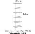 Regal Altair 18" Deep x 30" Wide x 96" Height Wire Shelving Kit | 6-Tier | NSF Commercial Storage Rack Unit