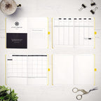 Smart Planner Pro – Undated Daily Planner – Small A5 – Achieve Goals & Increase Productivity – Weekly, Monthly, Work Sections, Organizer Diary with Back Pocket, 3 Satin Bookmarks & Pen Holder