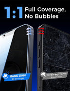 MAGIC JOHN 2 Pack for iPhone 16e 6.1inch Privacy Screen Protector, Tempered Glass Film, Auto Dust-Elimination, Bubble Free, Easy Installation