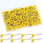 WILLBOND 500 Pack Map Push Pins Map Tacks Small Round Head Push Pins Thumb Tacks for Travel Picture Photo Bulletin Board Wall DIY Craft School Office Home(Yellow,1/6 Inch)