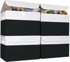 Bagnizer Large 22 Quart Linen Fabric Foldable Storage Bin Cube Organizer Basket with Flip-Top Lid & Handles, Clothes Blanket Box for Home, Office, Closet, Black & White, 4 Pack 14.6 x 9.5 x 9.5