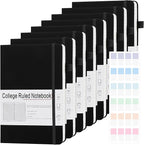 CronElysia A5 Lined Journal Notebooks for Work, 192 Pages, Medium 5.7 x 8.3inch, College Ruled, Vegan Leather Hardcover Journals for Women Men,8 Pack