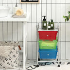 Giantex Rolling Cart with Drawers, Craft Organizer with Wheels, 3 Drawer Storage Container Bins for Back to School Office Scrapbook Paper Tools Multicolor