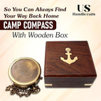 Be Strong and Courageous, Do Not Be Afraid Brass Engraved Compass with Stamped Wooden Case – Inspirational Birthday, Confirmation, and Baptism Gifts