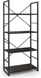 CAPHAUS 4 Tier Bookshelf, 24 Inch Width Free Standing Shelf, Bookcase Shelf Storage Organizer, Industrial Book Shelves for Home Office, Living Room, Kitchen, Black Vintage Shelves & Metal Frame