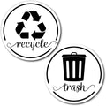 Strong Trash and Recycle Magnets, 3.5" Recycle Magnet for Trash Can, Magnetic Recycling Stickers for Kitchen Garbage Can and Recycling Bins with 4 Adhesive Stickers, Made in USA, White 2 Pcs