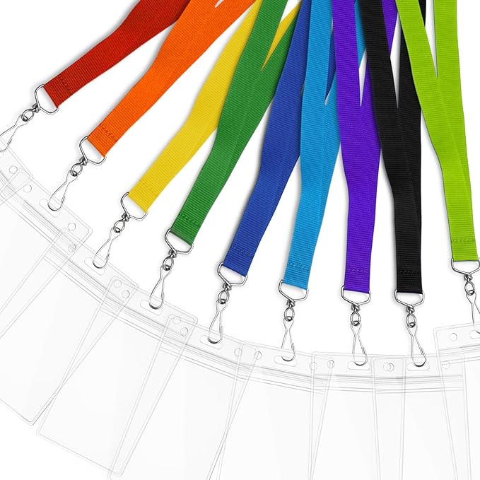 12 Pack Apple Green Breakaway Lanyards with Waterproof Badge Holders, Polyester Neck Straps for ID Cards, Events, Office, and Schools