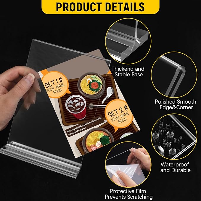 Dynta 14 Pack Acrylic Sign Holder 5x7 Inches Clear Double Sided Picture Frame Vertical Table Menu Holder Plastic Desktop Flyer Holder Acrylic Display Stands for Stores Restaurants Office Wedding Party