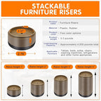 Furniture Risers Bed Risers Heavy Duty 1 inch, 2 inch, 3 inch, 4 inch Round Adjustable Bed Lifts Riser for Desk Legs Table Couch Sofa Chair Refrigerator Washing Machine (1 Inch, Brown, 6 Pack )