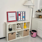 IRONMIX Metal 6 Cube Storage Organizer with 2 Storage Basket, White Short Bookshelf with Storage, 2-Tier Horizontal Bookshelf Cube Shelf for Home Office, Library, Classroom (White, 1037 with Basket)