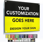 Custom Metal Business Signs, Personalized Aluminum Outdoor Signs, Waterproof, White (Black & Yellow, 14x10 In)