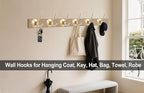TOFIIGREM Gold Wall Hooks, 5 Pack Coat Robe Hook Heavy Duty Metal Double Bath Hook Wall Mounted, Hand Towel Hooks for Cubicle Bathroom Kitchen Closet Garage