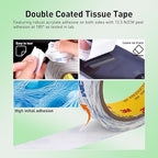 Double Sided Tape 9448A 1" x 33Ft Pack of 2 Made of 3M Super Sticky Adhesive Tape Ultra Thin Translucent Tissue Tape for Laptop Cell Phone Repairs Arts Crafts