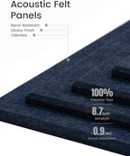 Fluxynara Felt Bulletin Board Tiles -28"x18" Cork Board Alternative for Office Decor, Push Pin Board Wall Organizer 6-Pack - Navy Blue
