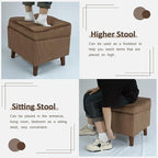 FAGAGA Storage Ottoman with Adjustable Lid, Soft Step Stool, Footrest and Seat, Ottoman Foot Rest for Living Room, Bedroom, Dorm, Brown