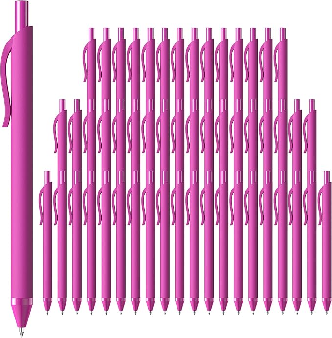 JIMMIDDA 52 Pcs Pens Bulk - 1.0MM Ballpoint Pens Pink Ink | Medium Point Smooth Writing, No Bleed Retractable Ball Point Pen for Office School (Pink - 52Pcs)