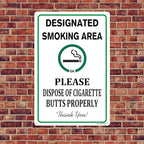 Locmorly Aluminum Sign, Designated Smoking Area Sign Dispose of Cigarette Butt Properly Sign, 8x12 Inch