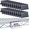 Kathfly 100 Pcs Wire Shelf Label Holders Compatible with Metro 1-1/4in Shelves, Plastic Wire Rack Label Holder 3 l x 1.25 H Price Tag Shelf Clips On, Black