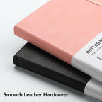 RETTACY Bullet Dotted Journal Notebook, 256 Pages, A5 Medium Size (5.7'' × 8.3''), Leather Hardcover, 120 GSM Thick Paper, for Bullet Journaling, Planning, Tracking (Pink)