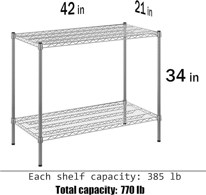 Regal Altair 21" Deep x 42" Wide x 34" Height Wire Shelving Kit | 2-Tier | NSF Commercial Storage Rack Unit