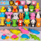 Moosia 34 Pack Animal Pencil Erasers for Kids, 3D Mini Puzzle Take Apart Erasers, Desk Pets & Treasure Box Toys, Bulk Party Favors, Classroom Prizes, School Supplies, Gift for Boys & Girls