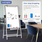Lumspax Large Doubole Sided White Board with Stands, 36" x 24" A-Stand Dry Erase Easel, Portable Flip Chart Easel with Height Adjustable Design for Home, School, Office