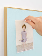 Lightomorrow Bulletin Board 30 x 20 inches, Light Blue Pin Board, Golden Aluminum Framed Fabric Cork Board with 10 Push Pins