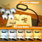 Veemagni 10X Rectangle Magnifying Glass with Light and Stand, Flexible Gooseneck LED Lighted Desk Lamp, 5 Color Modes Stepless Dimmable, Hands Free Magnifier for Reading Crafts Painting Close Work