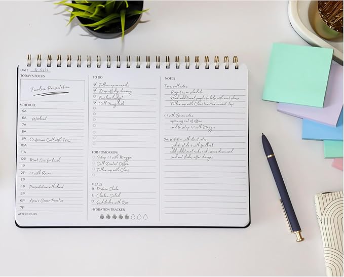 Merely Home Undated Daily Planner | 8.25” x 11.75” Work To-Do Notebook | ADHD Academic Organizer | Multi-Layout | Men and Women Planner | College Supplies | Pink | Landscape Layout