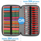 Vomgomfom Colored Pencil Case - 300 Slot Pencil Holder with Zipper Closure, Twill Fabric Large Capacity Pencil Case for Watercolor Pens or Markers, Artist Organizer (Black)