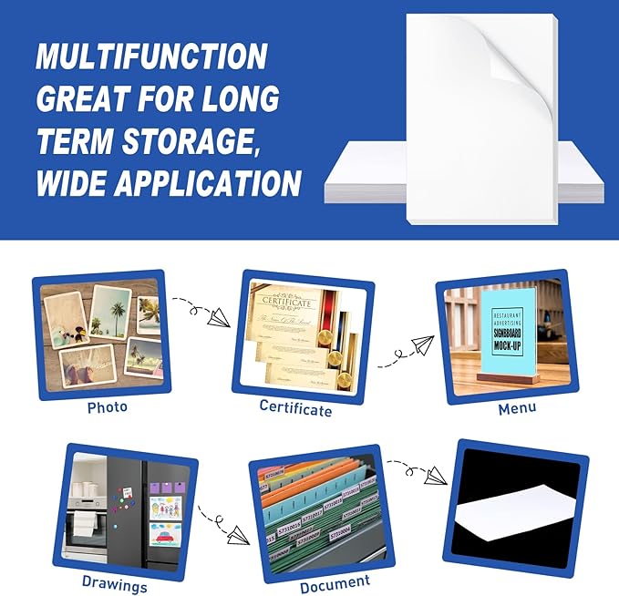 Gersoniel 100 Pcs Printer Paper 11 x 17 Inch Copy Paper 52 lb Glossy Paper Heavy Weight Cardstock Tabloid Paper Heavy Card Stock for Presentation Laser Back to School Office Supplies(White)