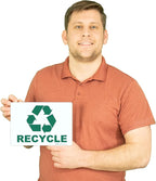 Brimar - 10 x 7" - Recycle Sign - 3.5 Mil InfiniStick™ Vinyl Label - Clear Message - Easy Installation