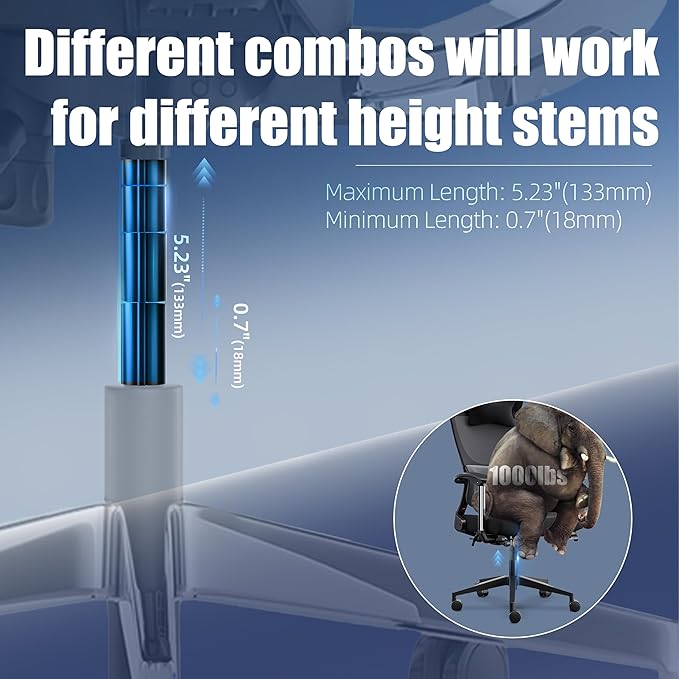 Office Chair Cylinder Replacement - Sytopia Fix Sinking Office Chairs, 4 Pieces Clamps for Height Extenders, up to 5 Inches, Stop Cylinder from Sinking, No Tools required, Fit for 95% Swivel Piston