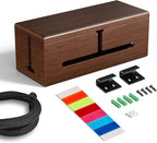 HomeBliss Large Cable Management Box-Stylish Wire Organizer, Wire Concealer and Wire Management Box-Wire Management Box with Protective Sleeve (Brown)