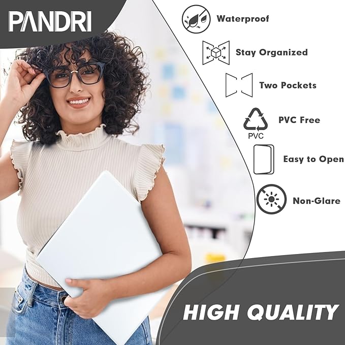 3 Ring Binder 0.5 Inch, PANDRI 6 Pack Binder Fits Letter Size 8.5'' x 11'' Paper, Versatile Binders for Office Home School, 2 Pockets, White
