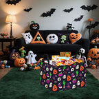 FUULOXE Halloween Ghost Storage Basket with Handles Pumpkin Open Gifts&Candy Spooky Basket stuffers for Kids Baby Collapsible Women Organizer Bins Toys Boxes for Shelves Home Office