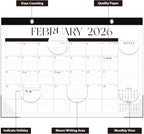 Desk Calendar 2026, Monthly Desktop Large Calendar (Jan 2026 - Jun 2027) 17" x 12" Desk Wall Planner for Family Teacher School Office Supplies, Black-White